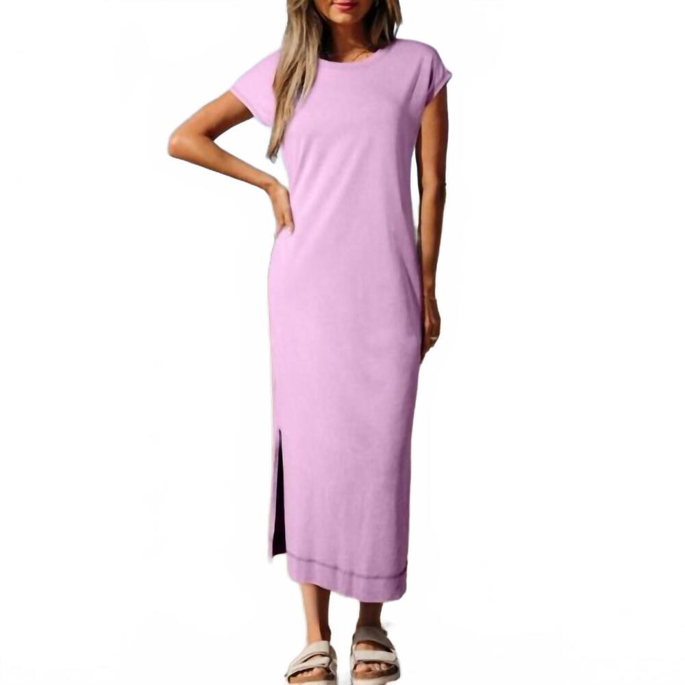 NEW AAPPARELLA pocketed t-shirt maxi dress in wisteria mineral wash